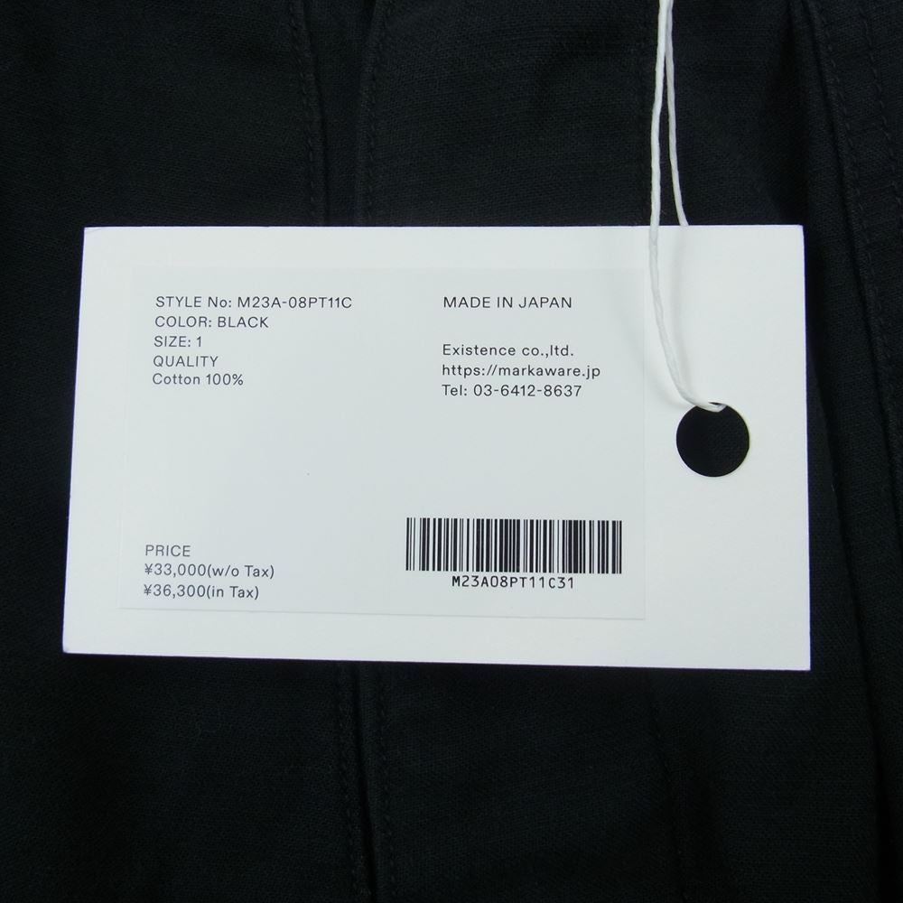 marka マーカ 23ss  M23A-08PT11C BAKER PANTS PAINTED ORGANIC COTTON BACK SATIN ベイカーパンツ ペインテッド ブラック系 1【極上美品】【中古】