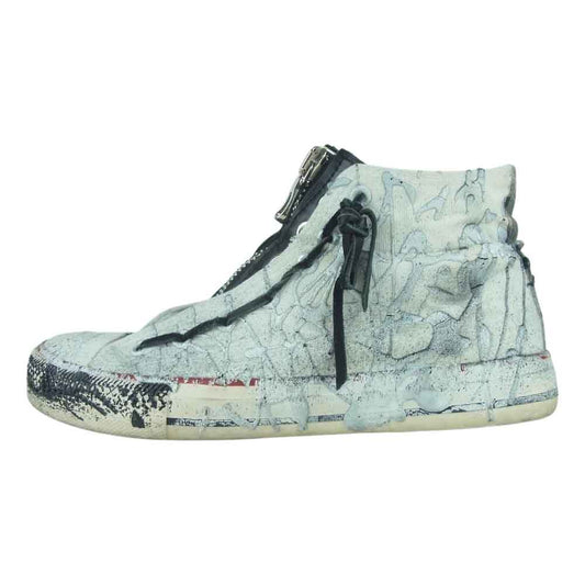STRUM ストラム WHITE REVOLT ホワイト リボルト ペイント 加工 ハイカット スニーカー ホワイト系 グレー系 ブラック系 39【中古】