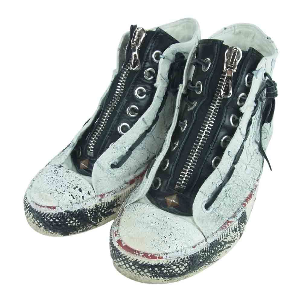 STRUM ストラム WHITE REVOLT ホワイト リボルト ペイント 加工 ハイカット スニーカー ホワイト系 グレー系 ブラック系 39【中古】