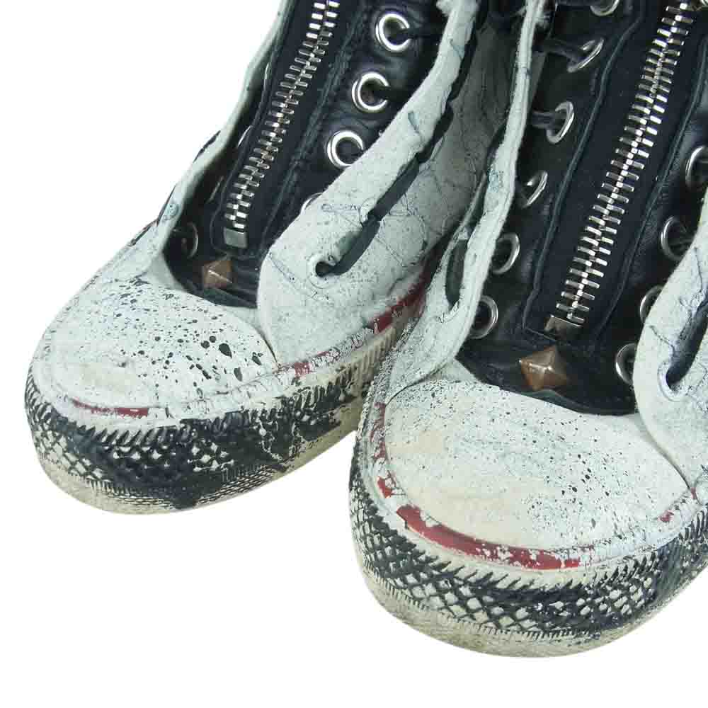 STRUM ストラム WHITE REVOLT ホワイト リボルト ペイント 加工 ハイカット スニーカー ホワイト系 グレー系 ブラック系 39【中古】