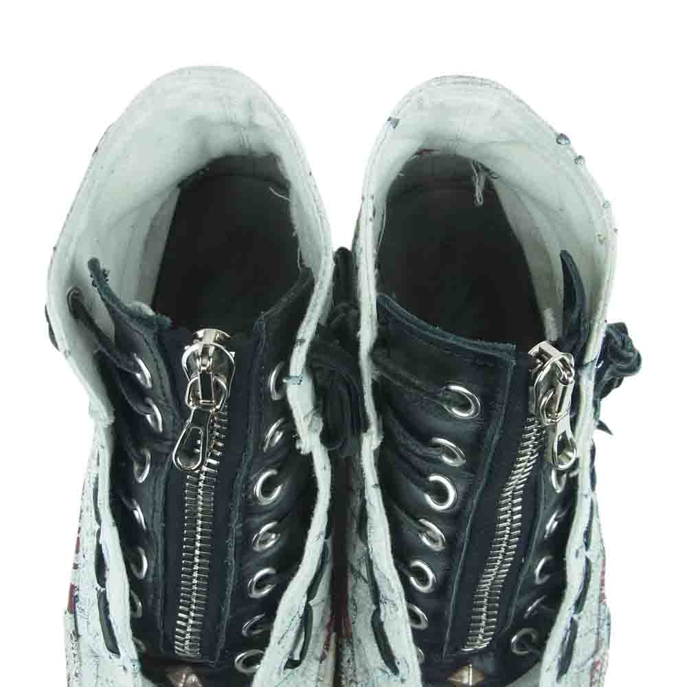 STRUM ストラム WHITE REVOLT ホワイト リボルト ペイント 加工 ハイカット スニーカー ホワイト系 グレー系 ブラック系 39【中古】