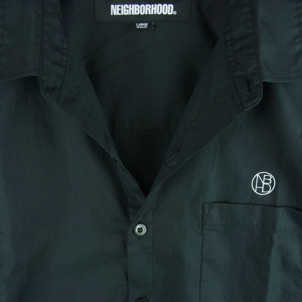 NEIGHBORHOOD ネイバーフッド 23SS 231BENH-SHM01 OVER SHIRT SS ロゴ 刺繍 オーバーサイズ 半袖 シャツ ブラック系 L【美品】【中古】