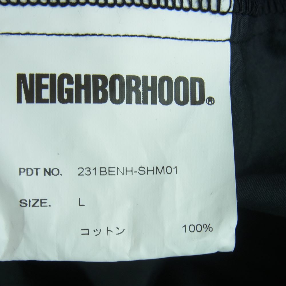 NEIGHBORHOOD ネイバーフッド 23SS 231BENH-SHM01 OVER SHIRT SS ロゴ 刺繍 オーバーサイズ 半袖 シャツ ブラック系 L【美品】【中古】