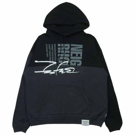 NEIGHBORHOOD ネイバーフッド 22AW 222UWFTN-CSM01S Futura Laboratories フューチュララボラトリーズ HOMESPRAY FL-007 HOODED LS ホームスプレー 切替 プリント パーカー ブラック系 グレー系 L【中古】