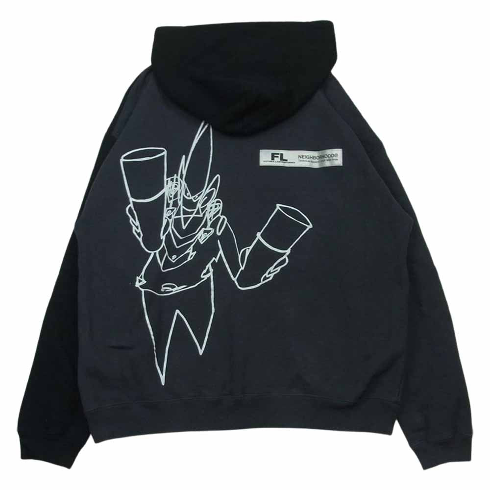 NEIGHBORHOOD ネイバーフッド 22AW 222UWFTN-CSM01S Futura Laboratories フューチュララボラトリーズ HOMESPRAY FL-007 HOODED LS ホームスプレー 切替 プリント パーカー ブラック系 グレー系 L【中古】
