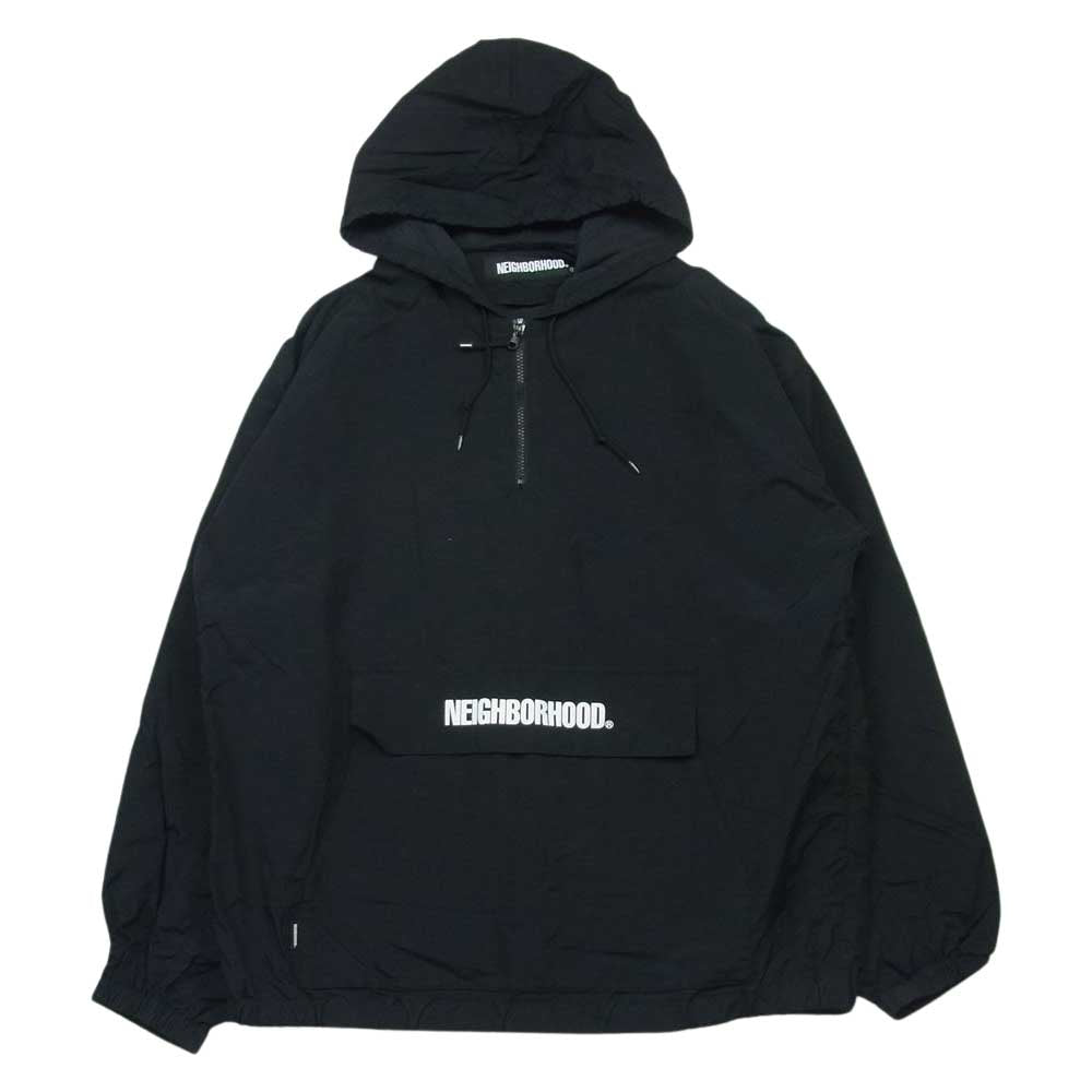 NEIGHBORHOOD ネイバーフッド 21SS 211TSNH-JKM02 ANORAK N-JKT アノラック ロゴ プリント パーカー ジャケット ブラック系 L【中古】