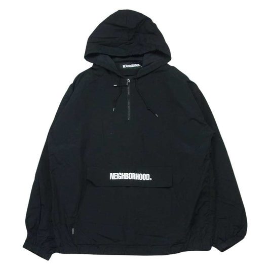 NEIGHBORHOOD ネイバーフッド 21SS 211TSNH-JKM02 ANORAK N-JKT アノラック ロゴ プリント パーカー ジャケット ブラック系 L【中古】