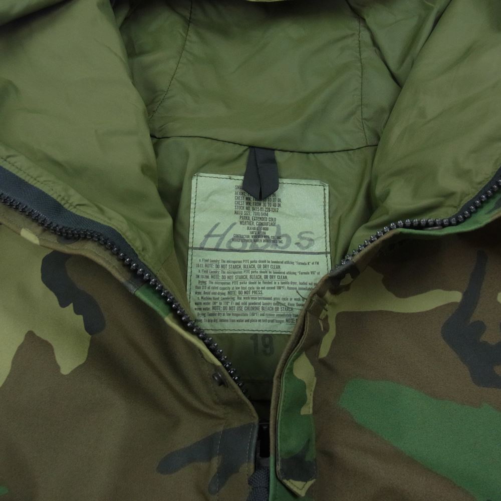 アメリカ軍 8415-01-228-1312 80s ECWCS エクワックス 前期型 PARKA EXTENDED COLD WEATHER GORE-TEX ゴアテックス コールドウェザー パーカ ジャケット ウッドランドカモ カーキ系 S【中古】