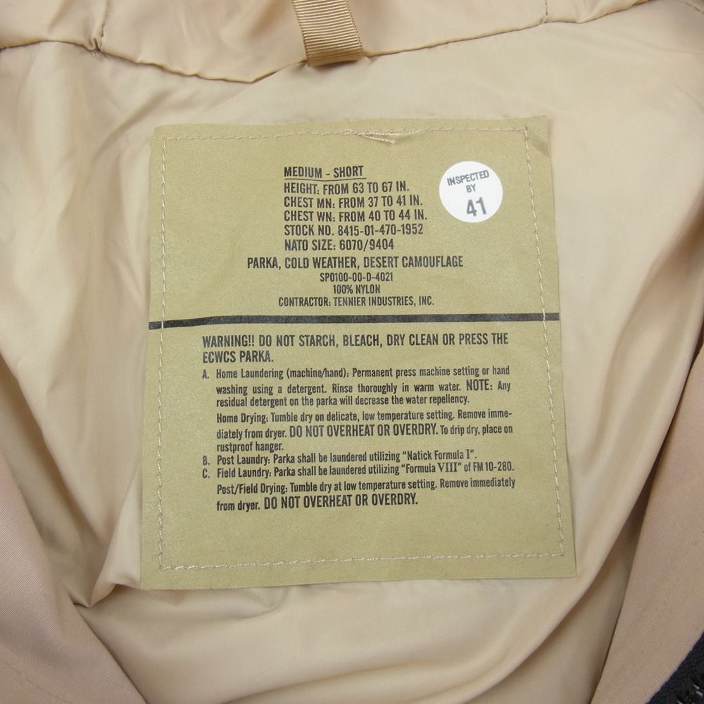 アメリカ軍 8415-01-470-1952 00s ECWCS エクワックス PARKA COLD WEATHER GORE-TEX ゴアテックス コールド ウェザー パーカー ジャケット デザートカモ ベージュ系 M【中古】