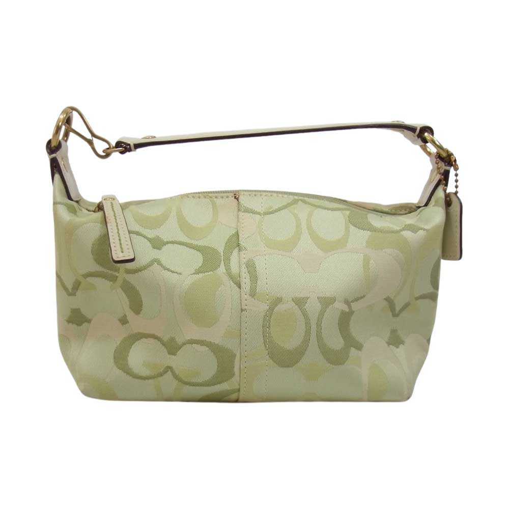 COACH コーチ シグネチャー ミニ ハンド バッグ ライトグリーン系【中古】