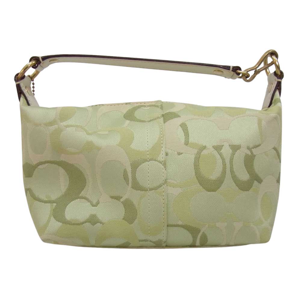 COACH コーチ シグネチャー ミニ ハンド バッグ ライトグリーン系【中古】