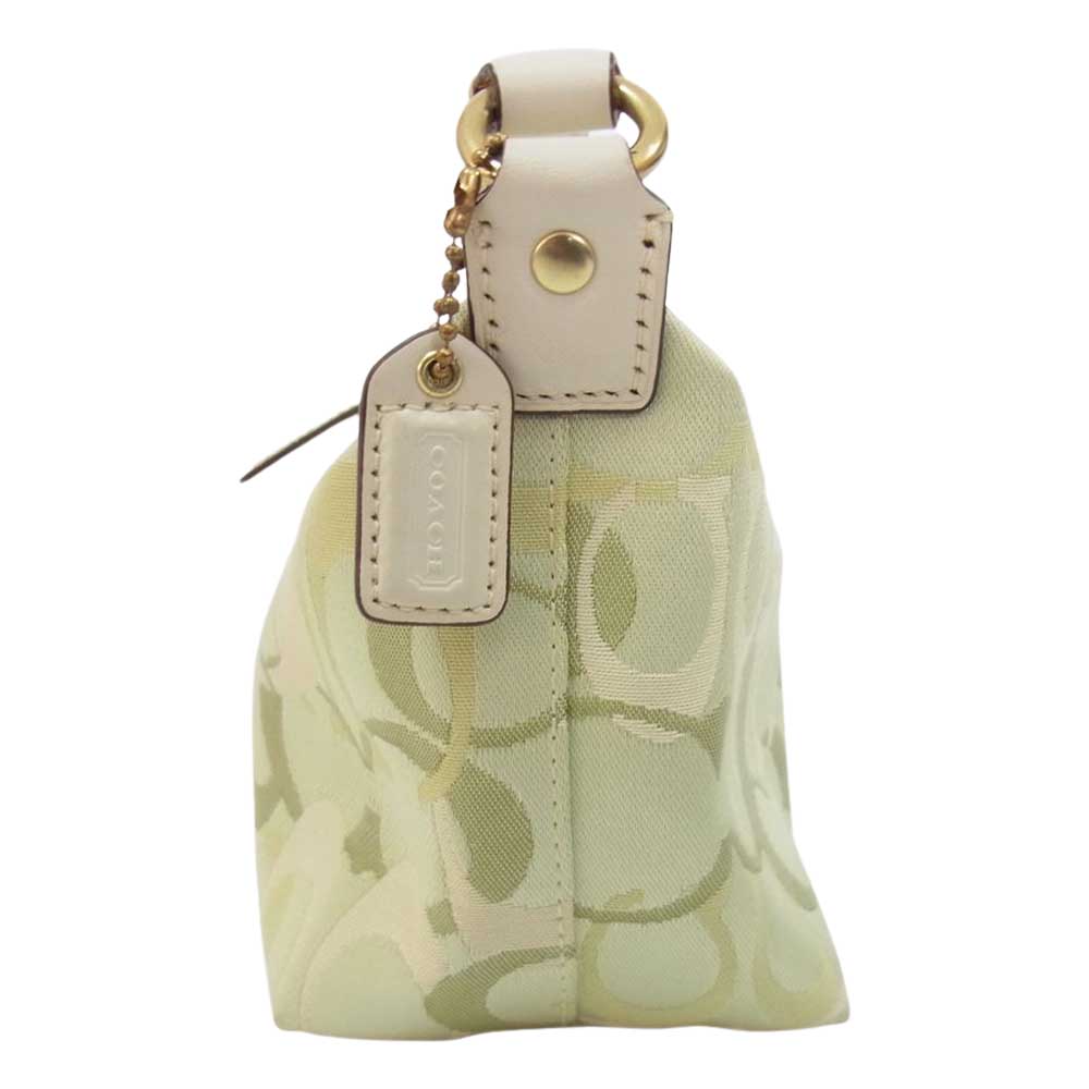COACH コーチ シグネチャー ミニ ハンド バッグ ライトグリーン系【中古】