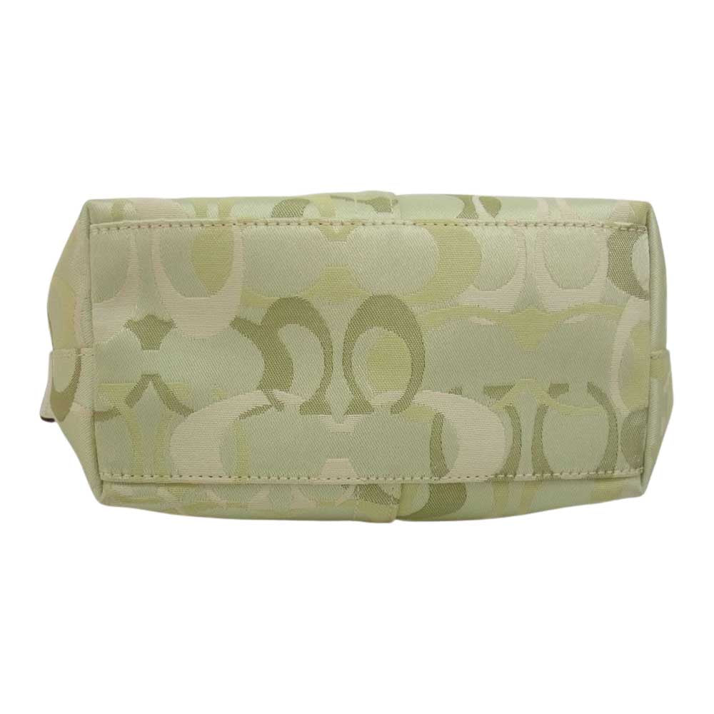 COACH コーチ シグネチャー ミニ ハンド バッグ ライトグリーン系【中古】