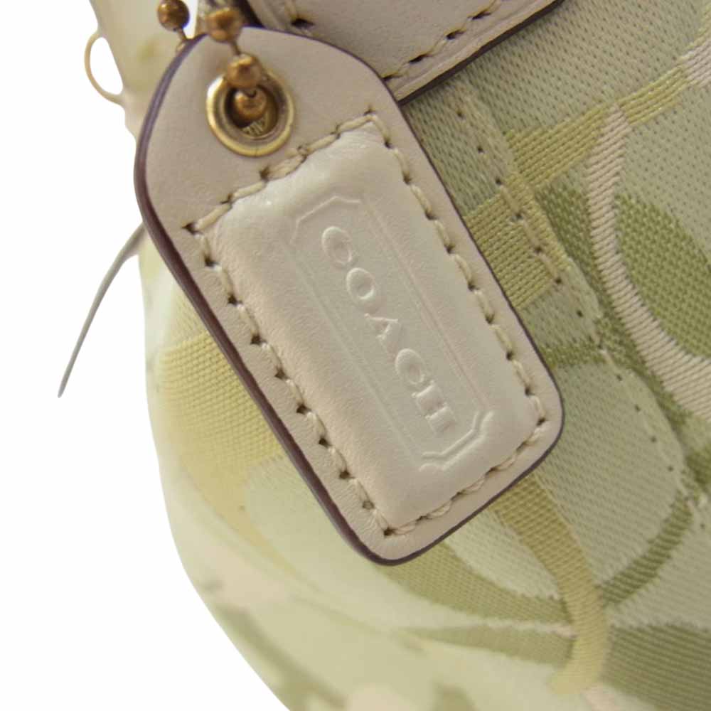 COACH コーチ シグネチャー ミニ ハンド バッグ ライトグリーン系【中古】