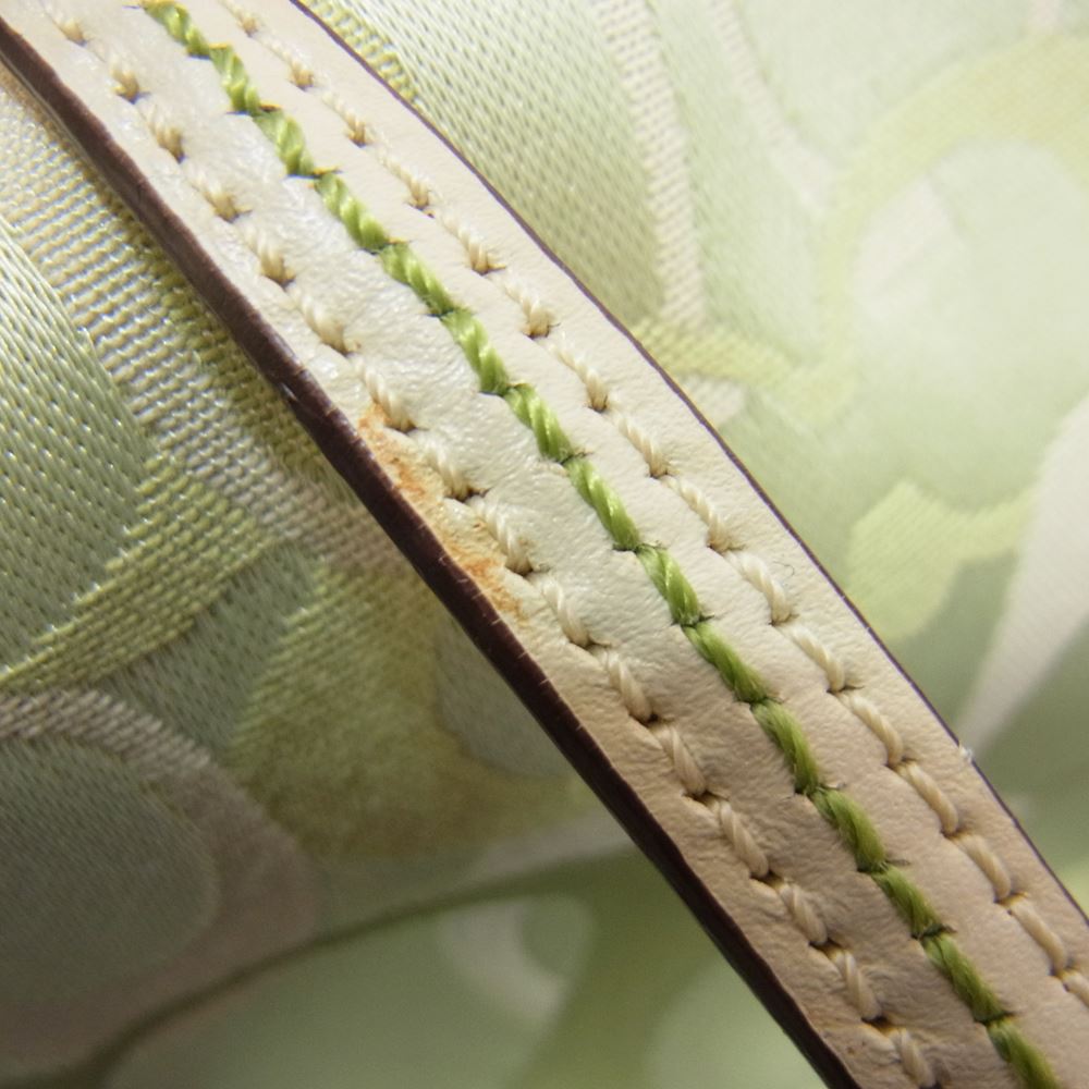 COACH コーチ シグネチャー ミニ ハンド バッグ ライトグリーン系【中古】