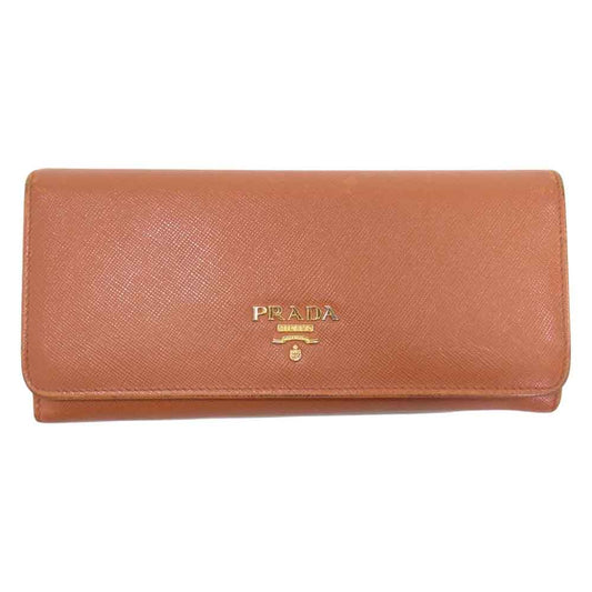 PRADA プラダ 1M1132 SAFFIANO METAL サフィアーノ メタル 二つ折り 長財布 オレンジ系【中古】