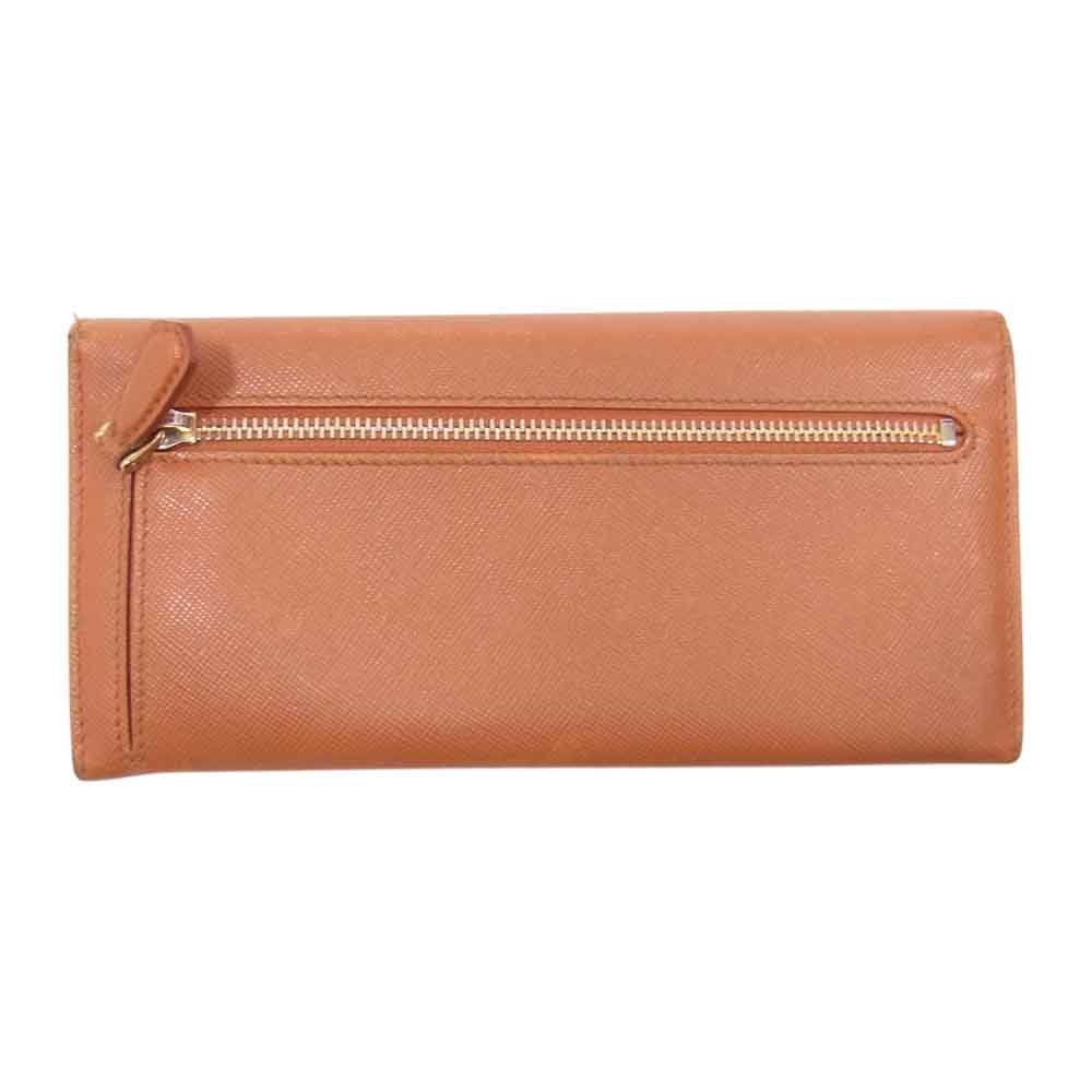 PRADA プラダ 1M1132 SAFFIANO METAL サフィアーノ メタル 二つ折り 長財布 オレンジ系【中古】