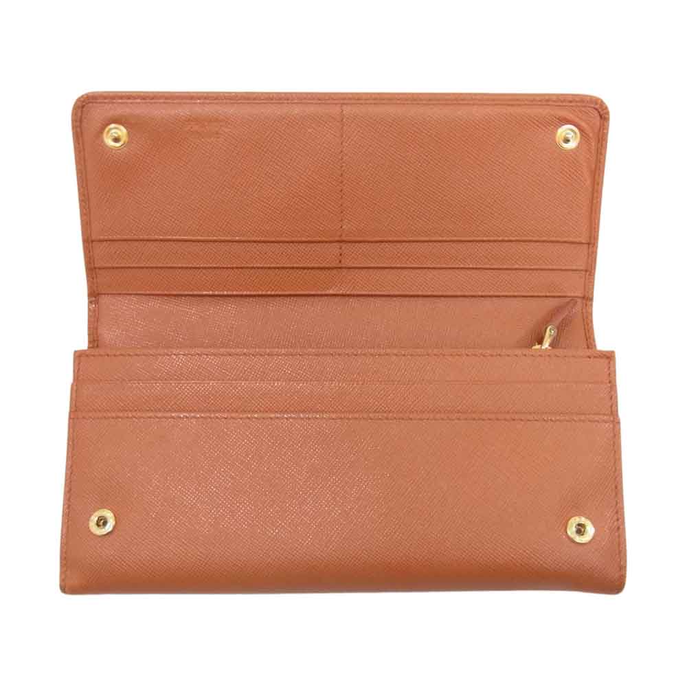 PRADA プラダ 1M1132 SAFFIANO METAL サフィアーノ メタル 二つ折り 長財布 オレンジ系【中古】