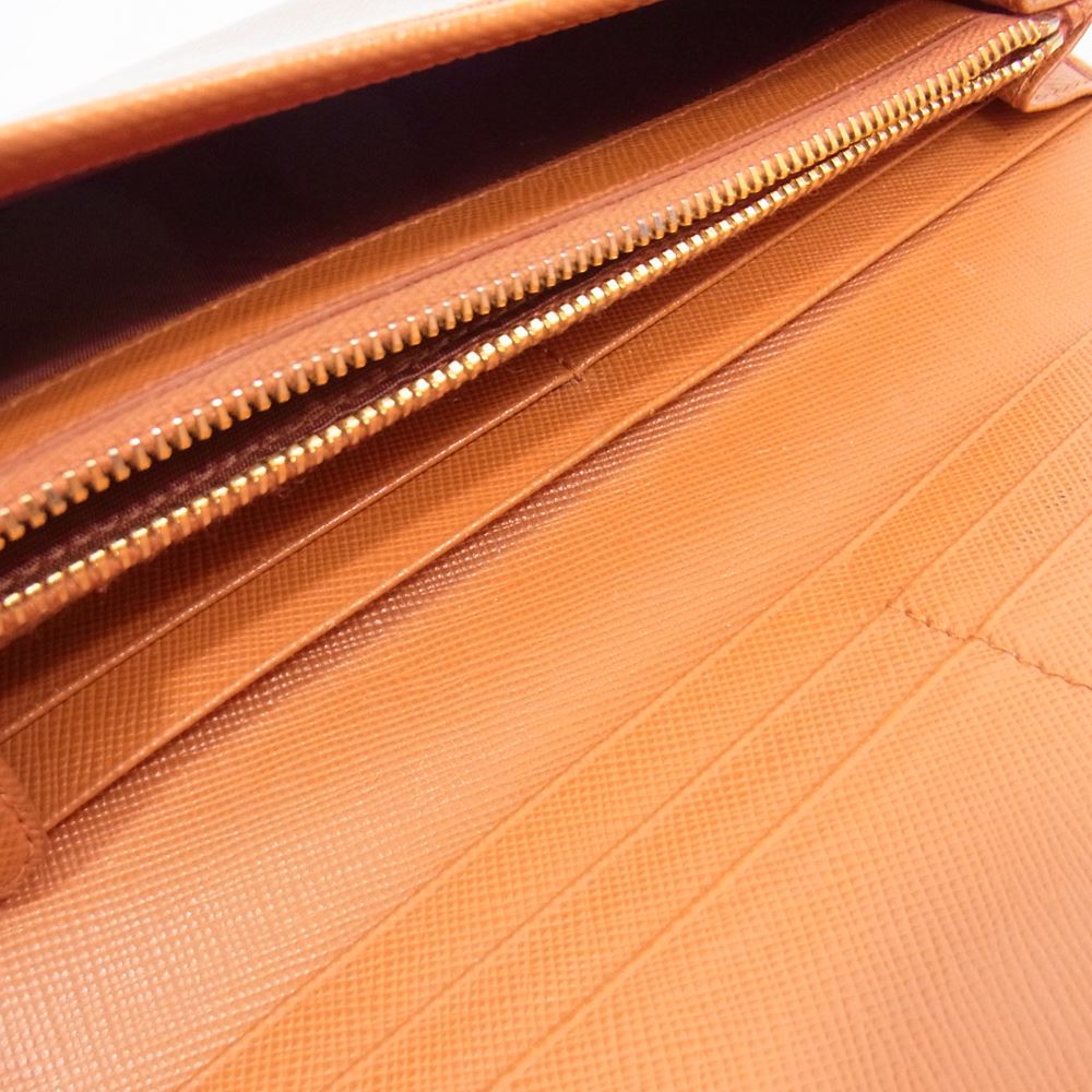 PRADA プラダ 1M1132 SAFFIANO METAL サフィアーノ メタル 二つ折り 長財布 オレンジ系【中古】