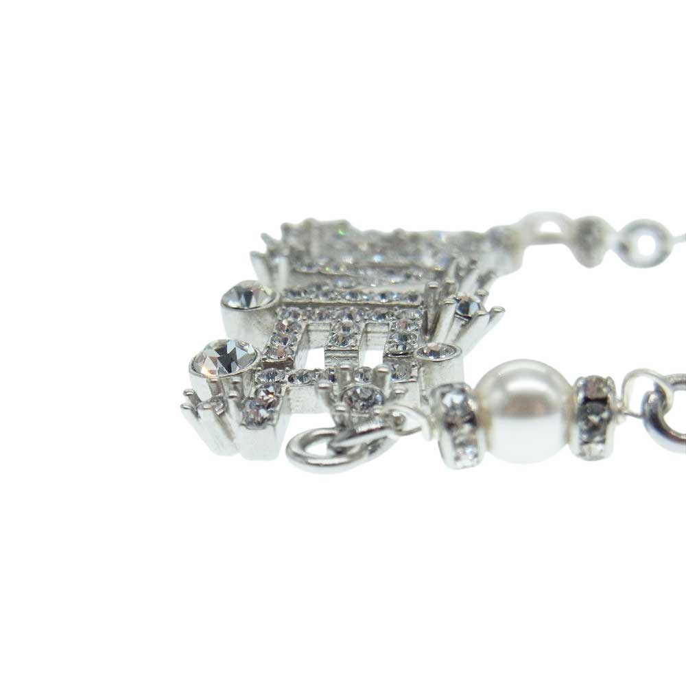 CHANEL シャネル P23P ロゴ パール ストーン ネックレス チョーカー シルバー系【中古】