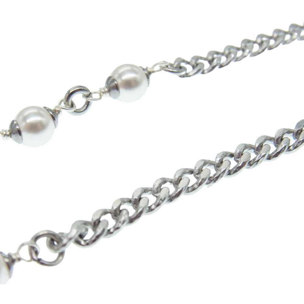 CHANEL シャネル P23P ロゴ パール ストーン ネックレス チョーカー シルバー系【中古】