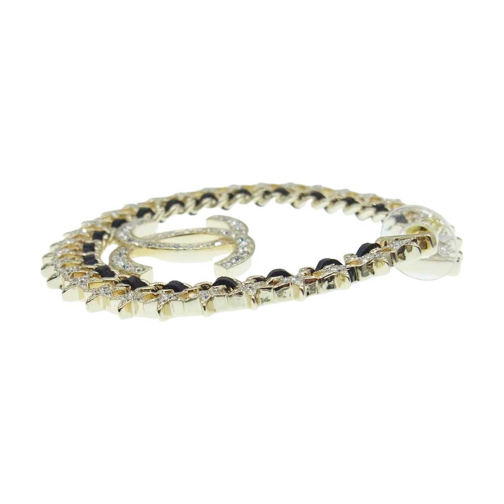 CHANEL シャネル B23C ココマーク ストーン スター フープ ピアス ゴールド系【中古】