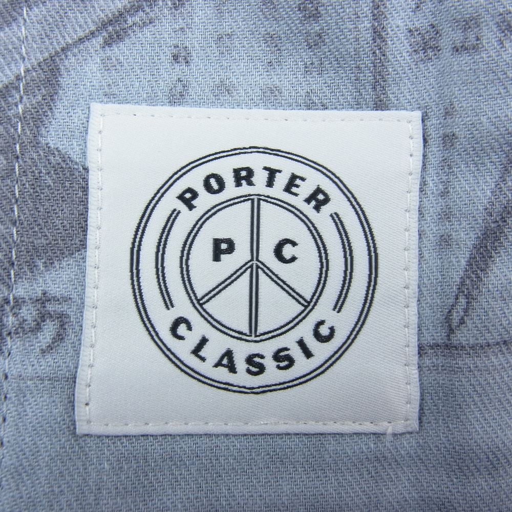 PORTER CLASSIC ポータークラシック MONSIEUR KURATA COTTON LINEN ALOHA SHIRT ムッシュクラタ 新聞 総柄 コットン リネン アロハ 半袖 シャツ ブルー系 S【中古】