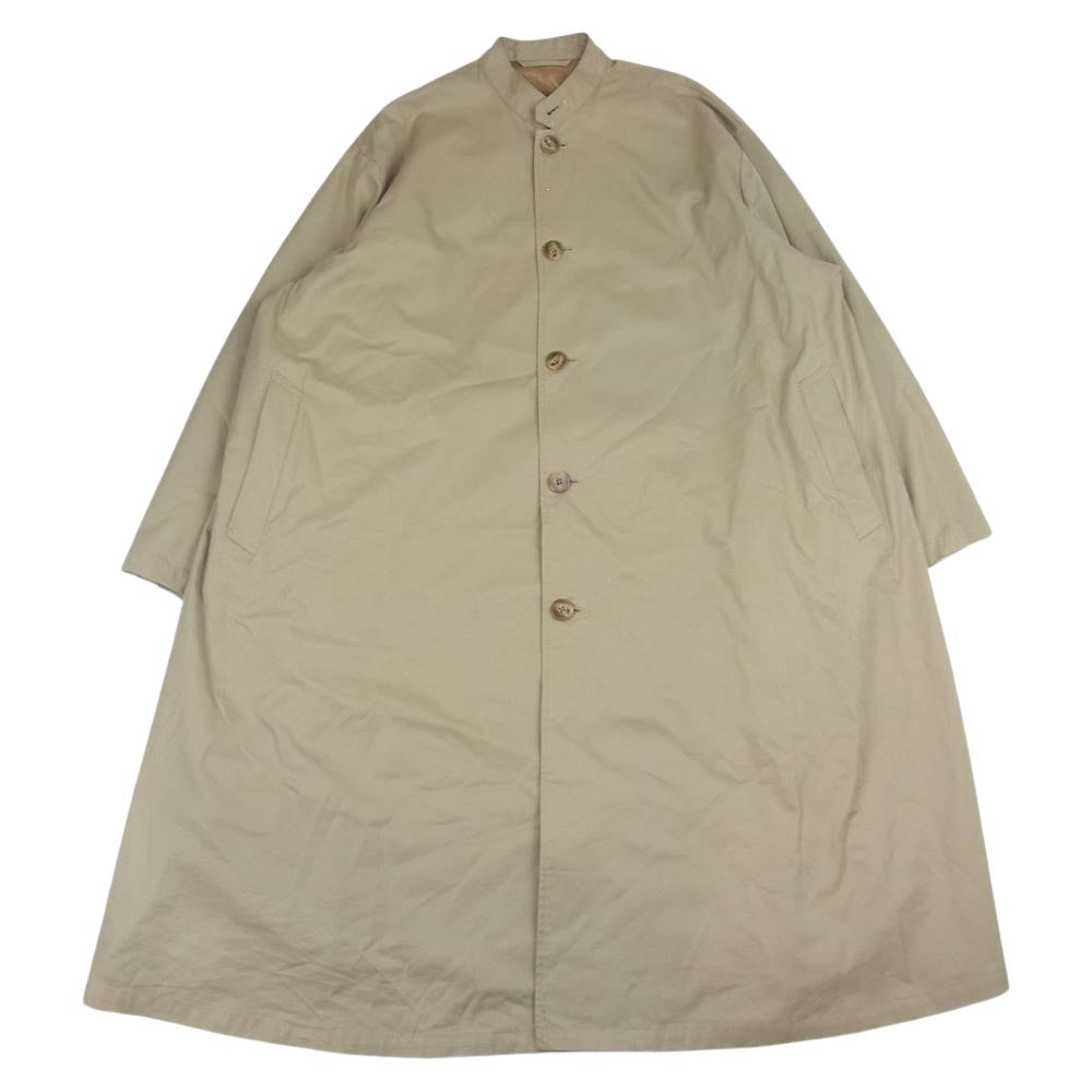 PORTER CLASSIC ポータークラシック SILK GABARDINE COAT W/SILK SCARF LINING ＆ GOLD CHARM ゴールドチャーム シルクスカーフ 裏地 シルクギャバジン スタンドカラー コート ベージュ系 2【中古】