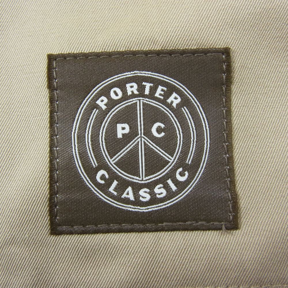 PORTER CLASSIC ポータークラシック SILK GABARDINE COAT W/SILK SCARF LINING ＆ GOLD CHARM ゴールドチャーム シルクスカーフ 裏地 シルクギャバジン スタンドカラー コート ベージュ系 2【中古】
