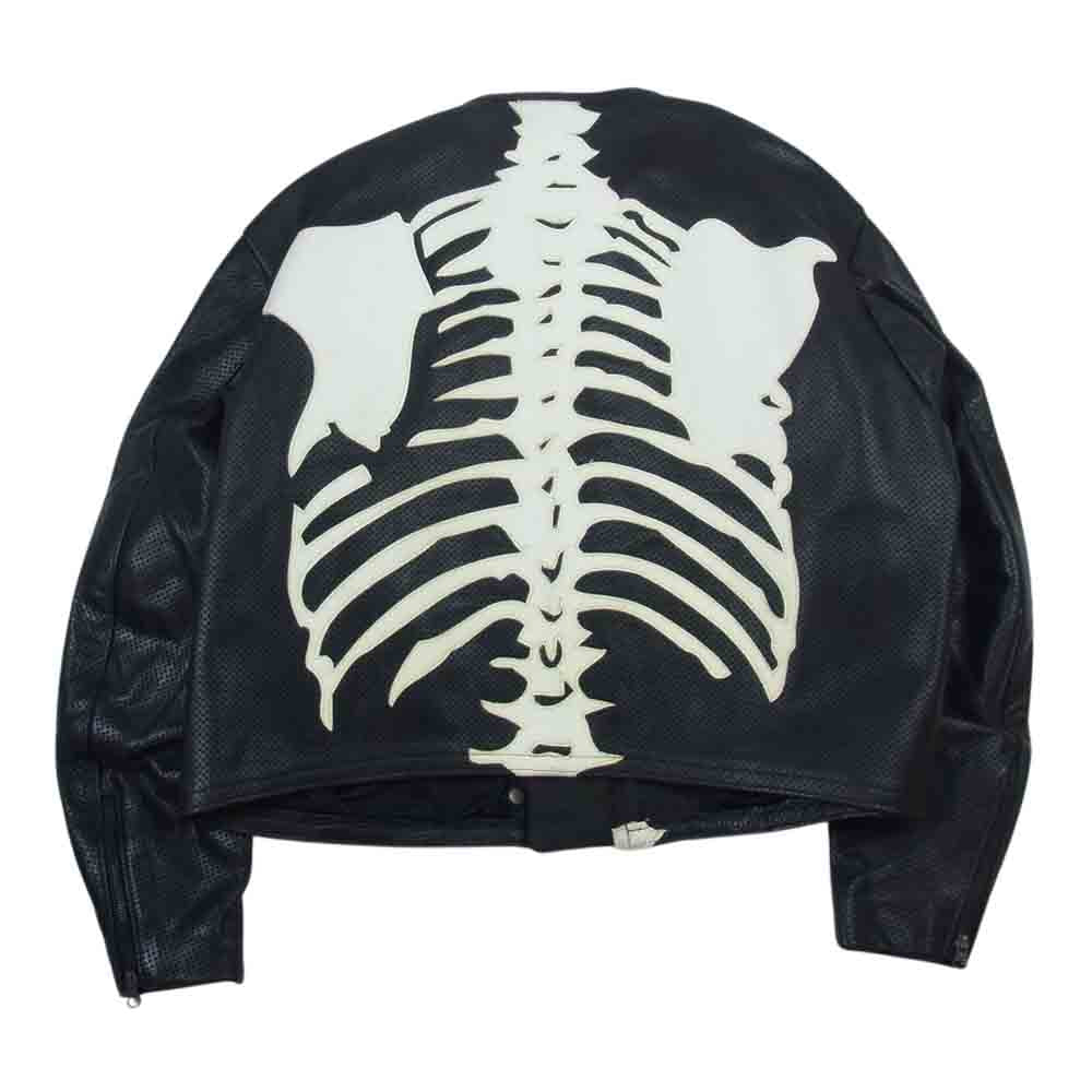 VANSON バンソン BONE JACKET カスタム ボーン パンチングレザー ライダース ジャケット  ブラック系【中古】