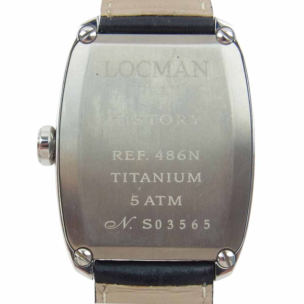 ロックマン イタリー REF.486N HISTORY ヒストリー チタニウム ビッグフェイス クォーツ クロコ型押し純正ベルト ウォッチ 腕時計 ブラック系【中古】