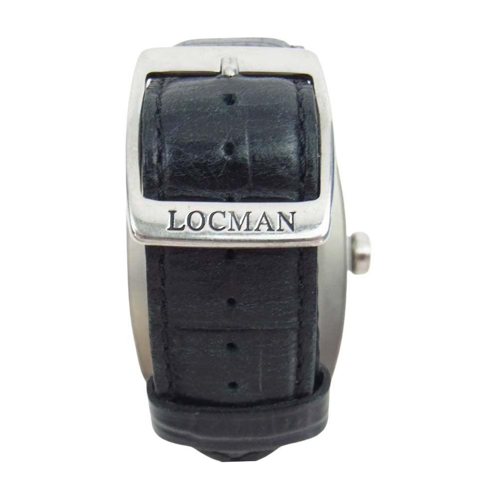 ロックマン イタリー REF.486N HISTORY ヒストリー チタニウム ビッグフェイス クォーツ クロコ型押し純正ベルト ウォッチ 腕時計 ブラック系【中古】