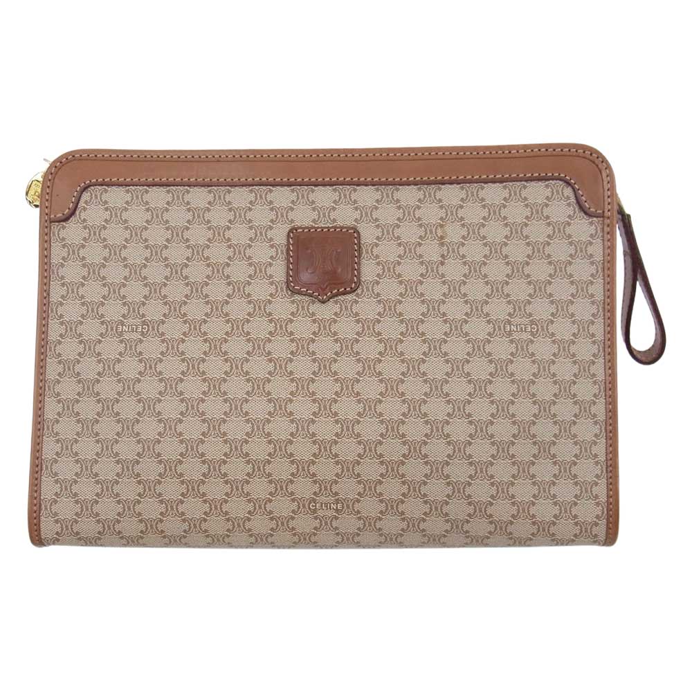 CELINE セリーヌ マカダム クラッチバッグ セカンドバッグ ライトブラウン系【中古】