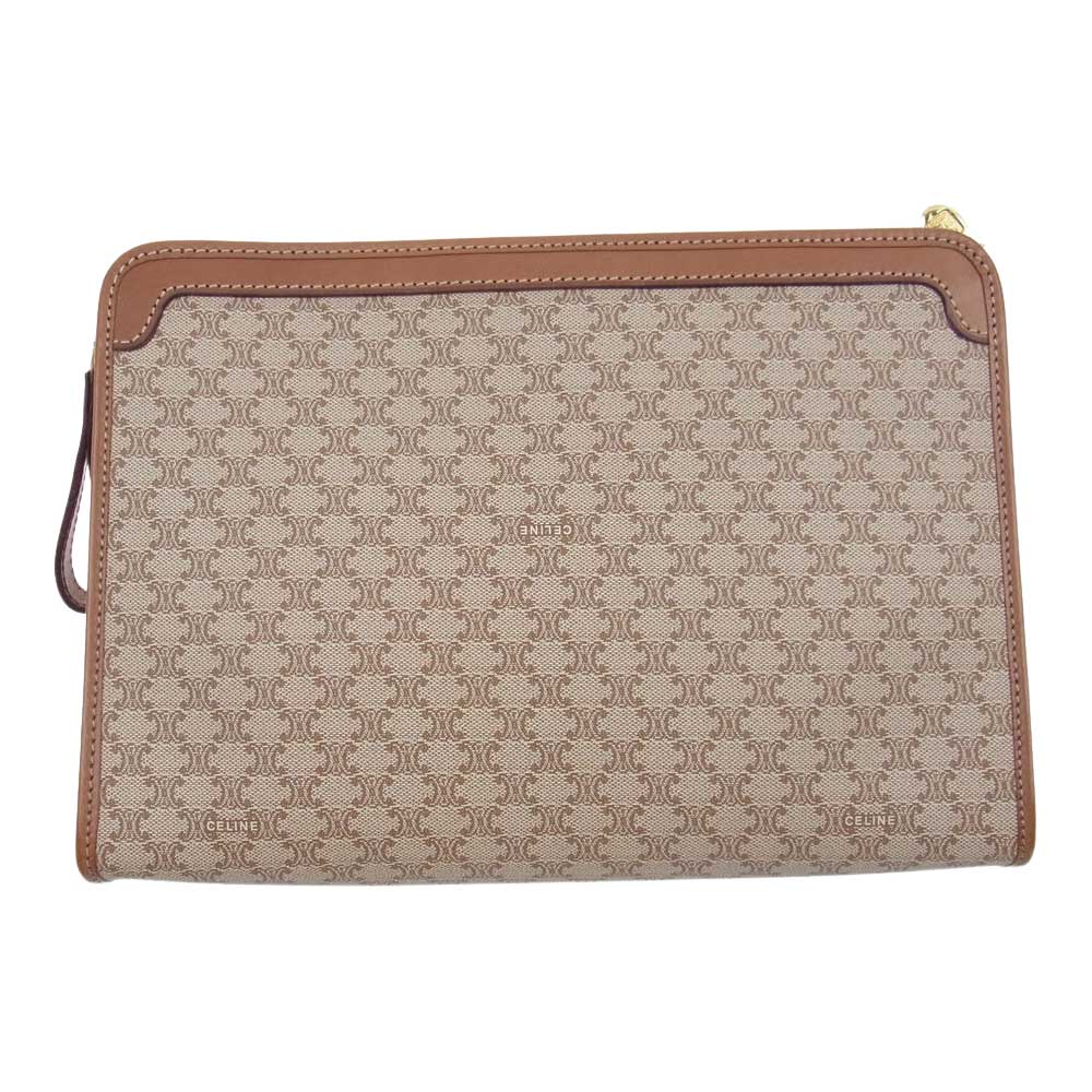 CELINE セリーヌ マカダム クラッチバッグ セカンドバッグ ライトブラウン系【中古】