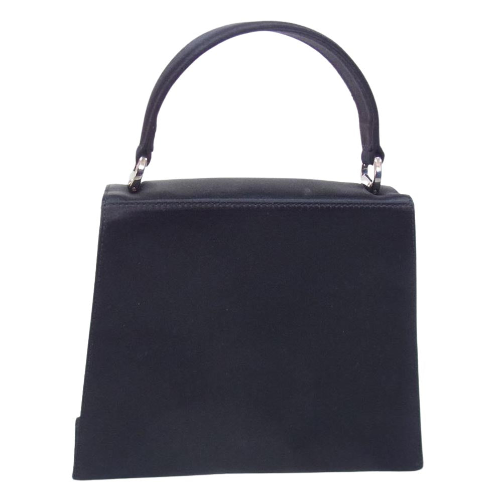 Salvatore Ferragamo サルヴァトーレフェラガモ ヴァラリボン サテン ラインストーン ハンドバッグ ブラック系【中古】