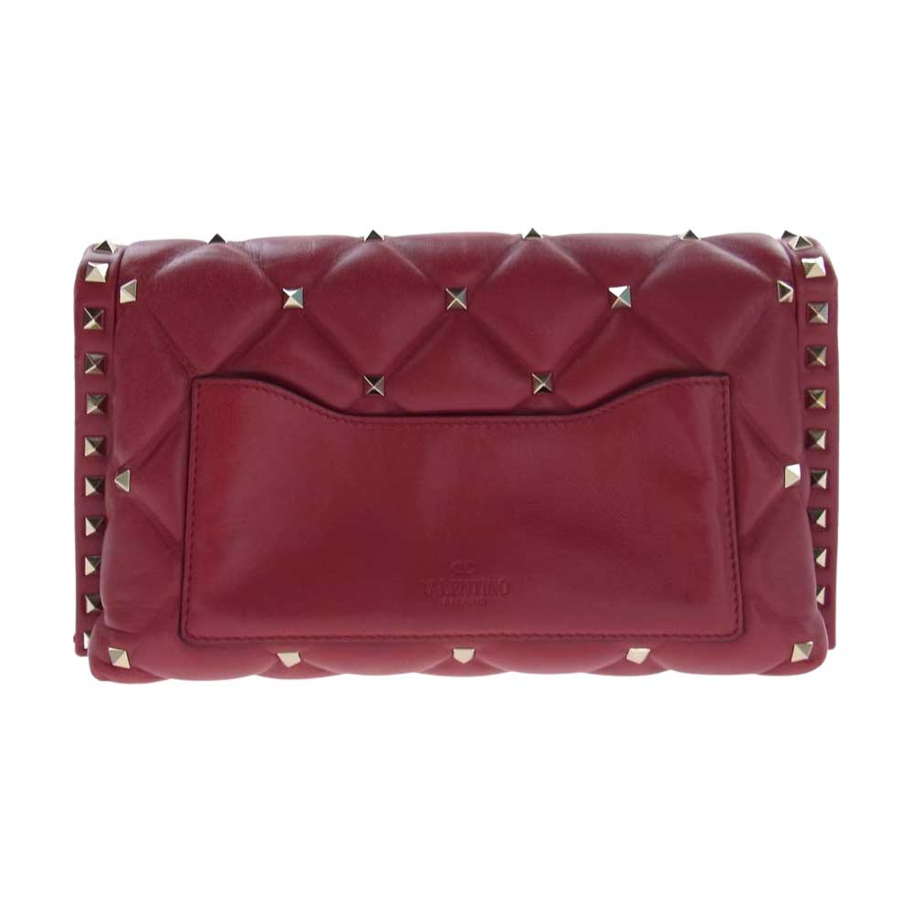 VALENTINO ヴァレンティノ キャンディスタッズ チェーン ショルダーバッグ レッド系【中古】