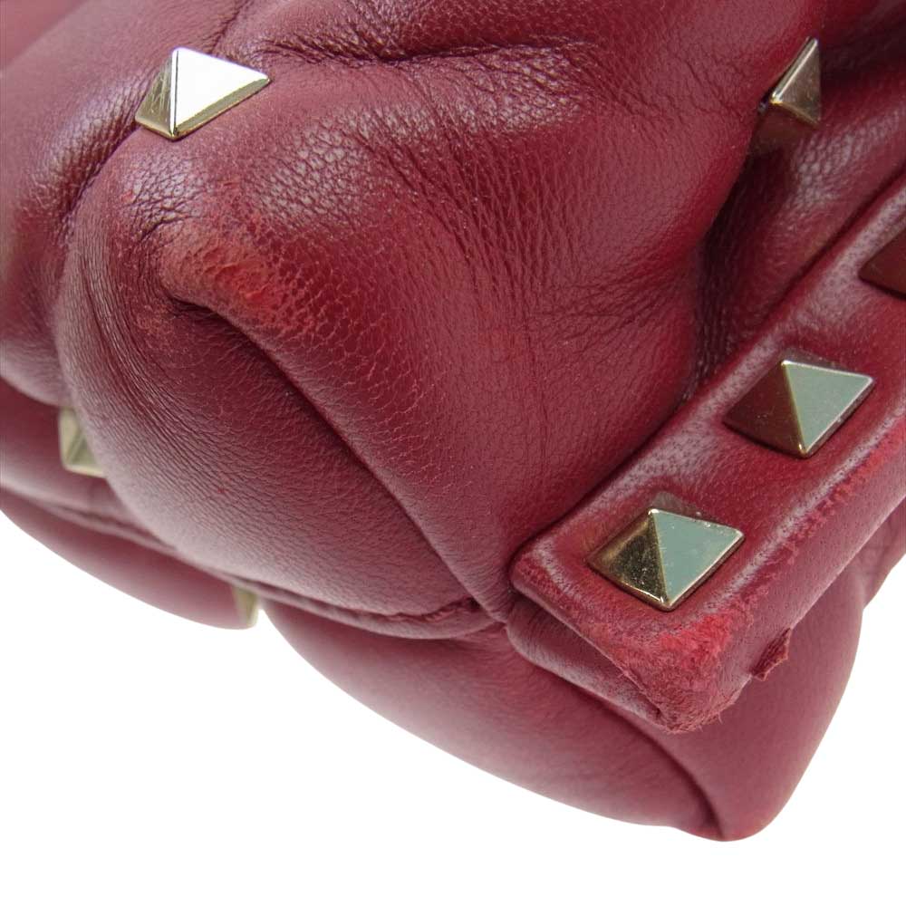 VALENTINO ヴァレンティノ キャンディスタッズ チェーン ショルダーバッグ レッド系【中古】