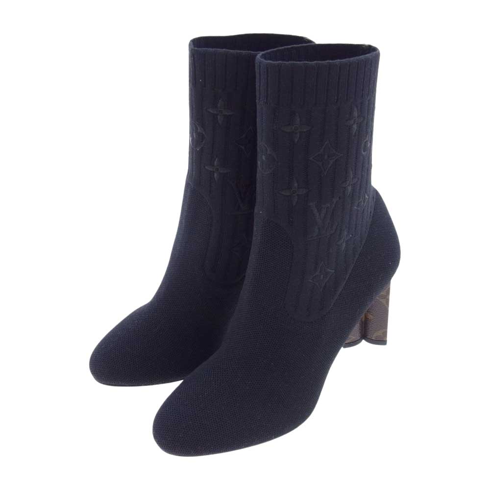 LOUIS VUITTON ルイ・ヴィトン 1A8558 シルエットライン モノグラム アンクルソックスブーツ ブラック系 36【新古品】【未使用】【中古】