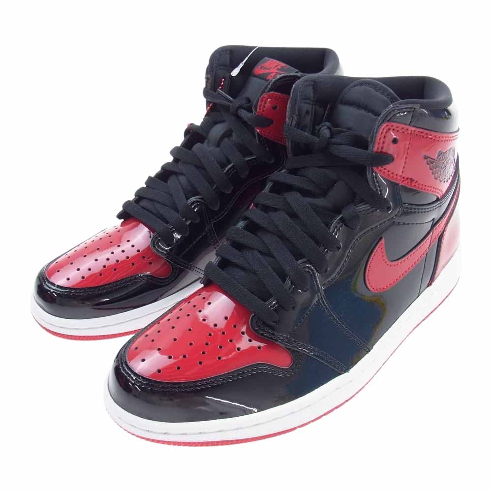 NIKE ナイキ 555088-063 AIR JORDAN 1 Patent Bred ブレッド パテント スニーカー ブラック系 レッド系 27cm【新古品】【未使用】【中古】