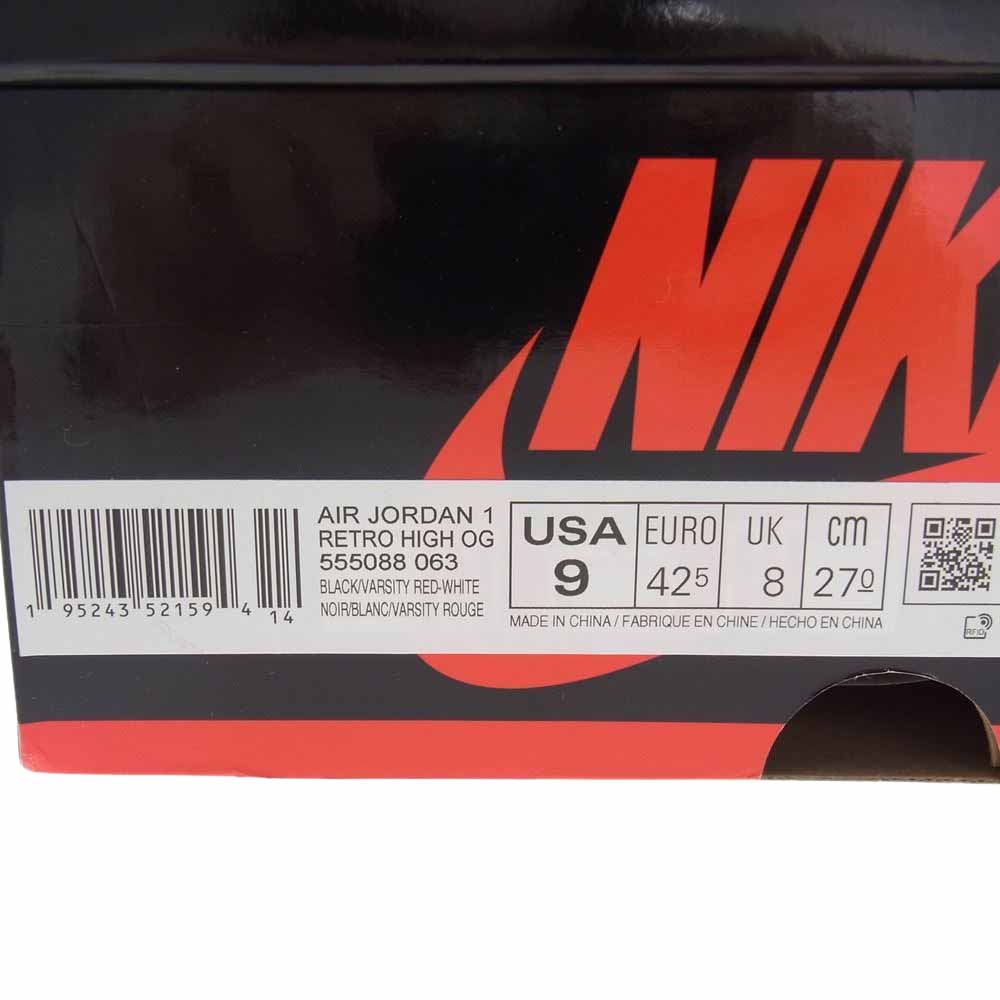 NIKE ナイキ 555088-063 AIR JORDAN 1 Patent Bred ブレッド パテント スニーカー ブラック系 レッド系 27cm【新古品】【未使用】【中古】