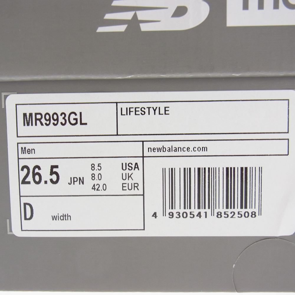 NEW BALANCE ニューバランス MR993GL USA製 993 Gray スニーカー グレー系 26.5cm【新古品】【未使用】【中古】