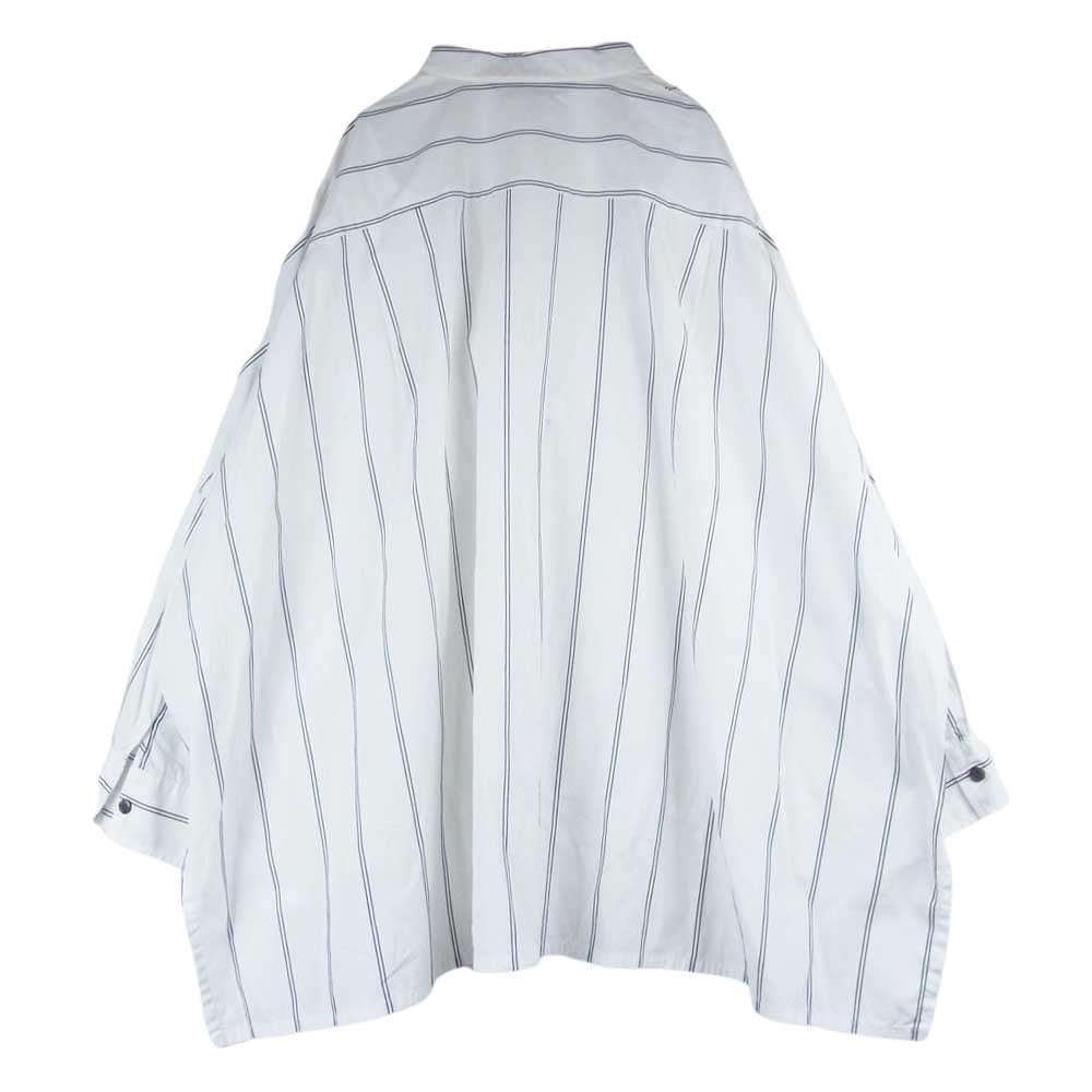 ミズイロインド 818 オーバーサイズ ストライプ 比翼 シャツ ブラウス ホワイト系【中古】