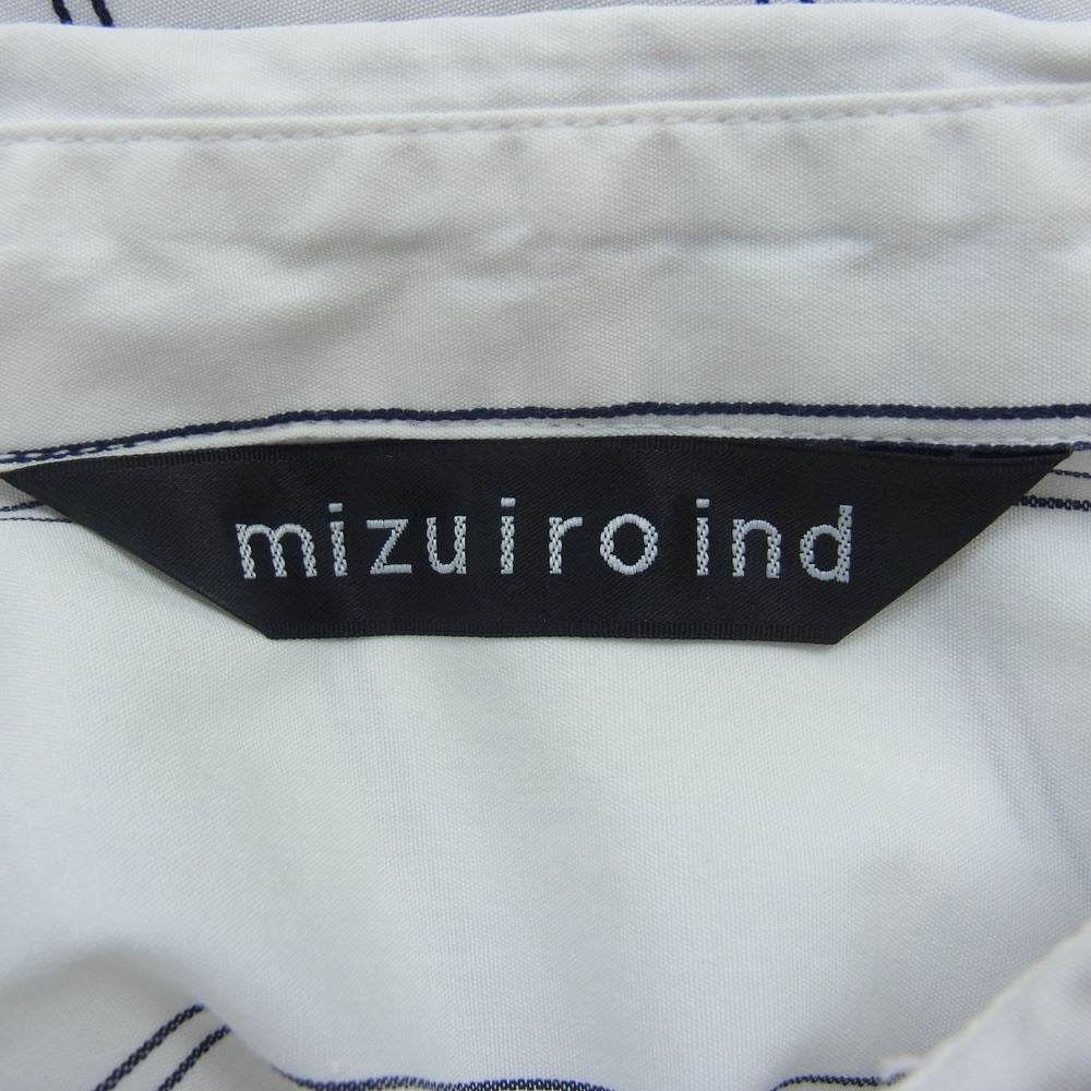 ミズイロインド 818 オーバーサイズ ストライプ 比翼 シャツ ブラウス ホワイト系【中古】