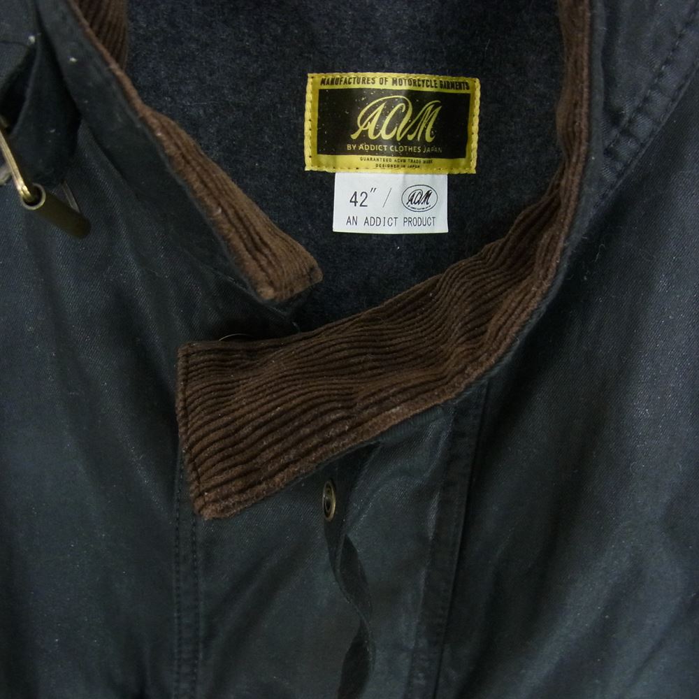 ADDICT CLOTHES アディクトクローズ ACV-WX02 WAXED COTTON BMC JACKET ワックス コットン レーシング ジャケット ブラック系 42【美品】【中古】