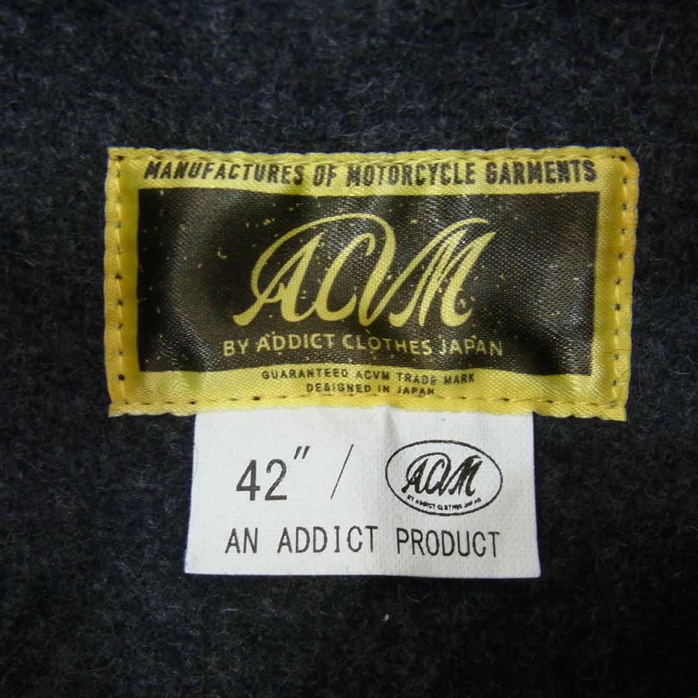 ADDICT CLOTHES アディクトクローズ ACV-WX02 WAXED COTTON BMC JACKET ワックス コットン レーシング ジャケット ブラック系 42【美品】【中古】