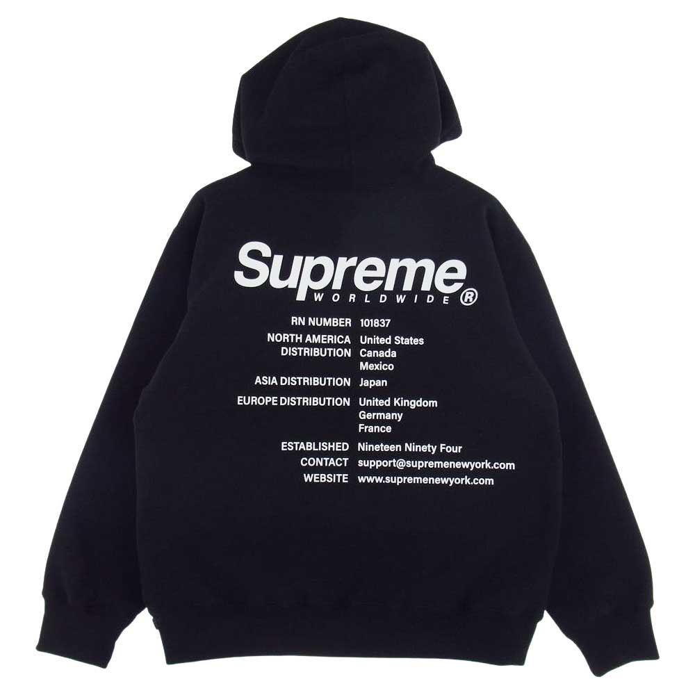 Supreme シュプリーム 23SS Worldwide Hooded Sweatshirt ワールドワイド フーデッド スウェット シャツ ブラック ブラック系 L【極上美品】【中古】