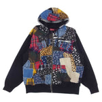 Supreme シュプリーム 22AW Patchwork Zip Up Hooded Sweatshirt パッチワーク ジップアップ フーデッド スウェット シャツ ブラック マルチカラー系 L【中古】