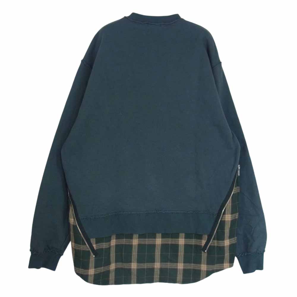 UNDERCOVER アンダーカバー 22AW フェイクレイヤード スウェット トレーナー ネルシャツ ドッキングプルオーバー グリーン系 4【中古】