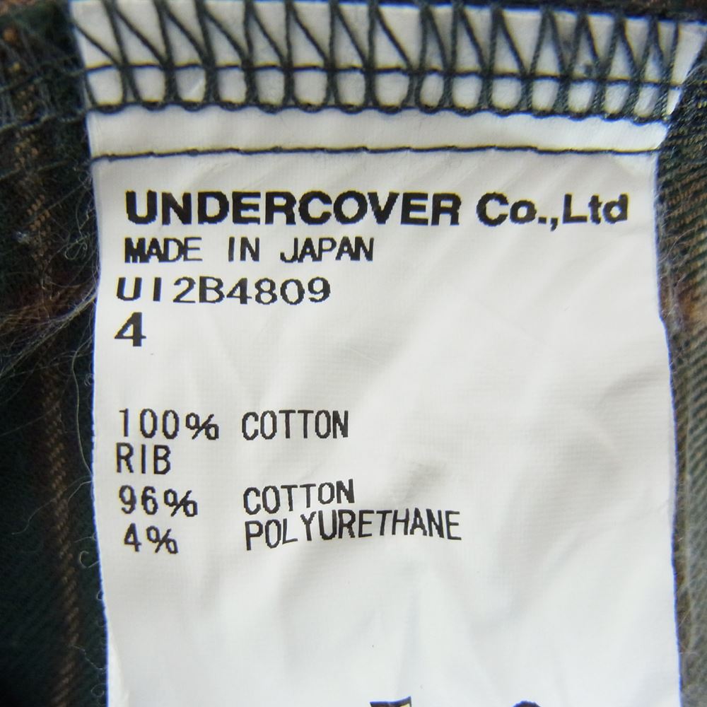 UNDERCOVER アンダーカバー 22AW フェイクレイヤード スウェット トレーナー ネルシャツ ドッキングプルオーバー グリーン系 4【中古】