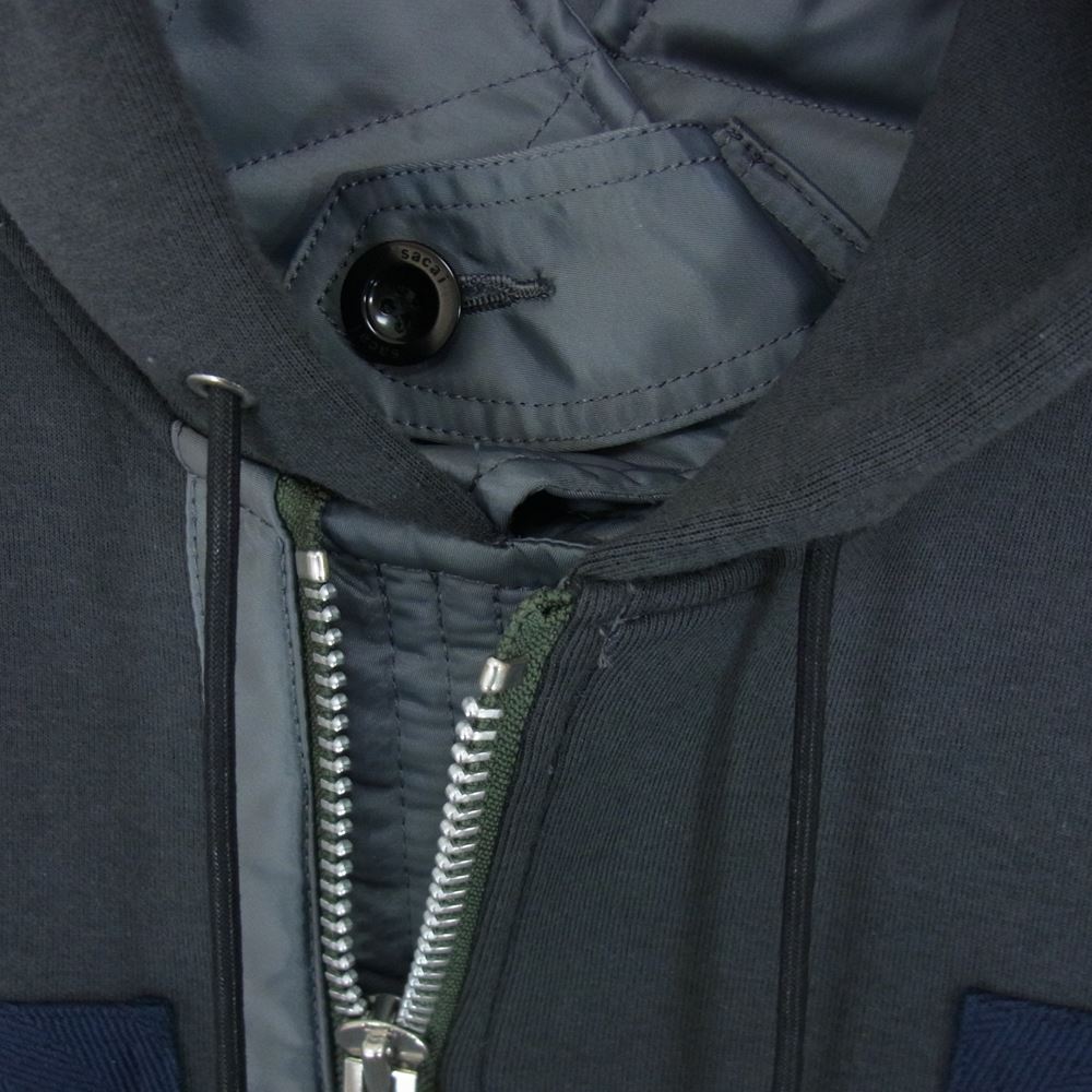 Sacai サカイ 22AW 22-02863M Nylon Twill Sponge Sweat Blouson ナイロン ツイル スポンジ スウェット ブルゾン パーカー グレー系 2【美品】【中古】